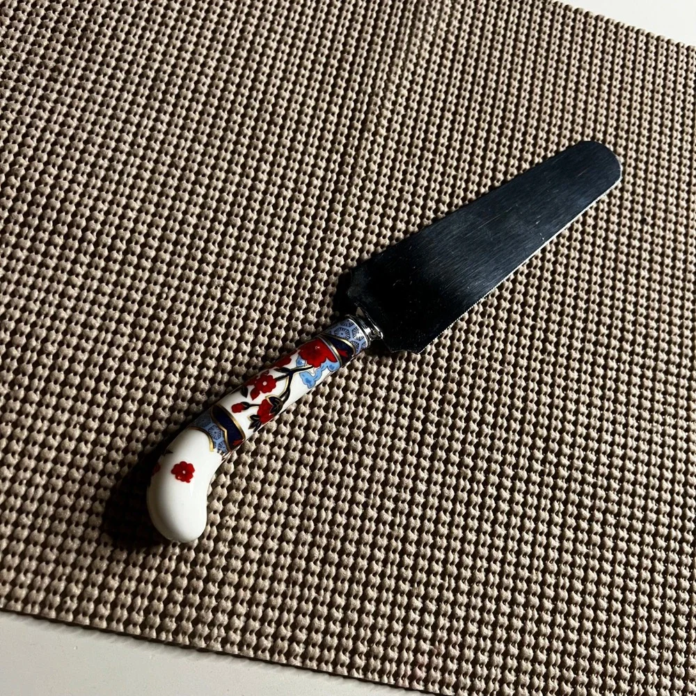 Prill‎ Sheffield England Cake Pie Server Imari Floral Porcelain Handle Stainless